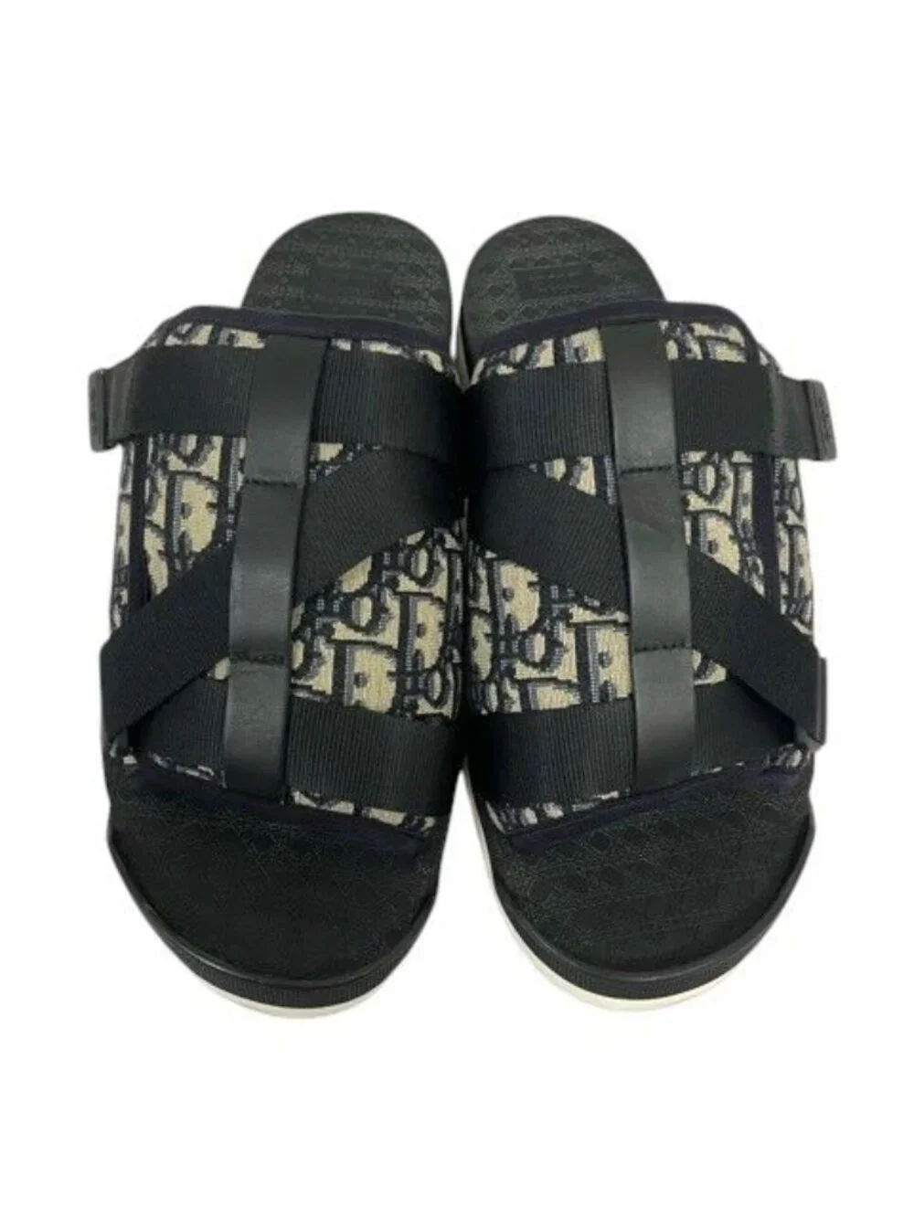 Dior Alpha Sandals Oblique Jacquard Logo 44 Navy Black